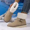 Sapatos de algodão 2025 em estoque desejo pelúcia quente inverno botas de neve femininas fivela de couro nova chegada dropshipping zíper lateral tamanho grande