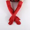 Satén Elástico Satén Cosplay Guantes de Halloween para Dama Sexy Show de Cena Guantes de Boda de Terciopelo