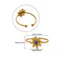 Anillo de Flor de Circonita de Acero Inoxidable Retro Europeo y Americano Transfronterizo Chapado en Oro de 18 Quilates Anillo de Estrella de Ocho Puntas que No se Desvanece Joyería Elegante