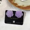 Brincos de Flor Fluorescente Estilo Floresta Design de Nicho Versátil Simples High-End Brincos de Tarraxa Rosa Francesa Hipoalergênicos