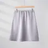 Falda corta de satén brillante color macarrón, de línea A, de cintura alta, de tela de acetato morado, para uso diario OL, con drapeado, para mujer
