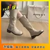 Botas Largas Estilo Coreano Retro con Hebilla para Mujer, Caña Ancha, Nuevas Botas Bootcut Puntiagudas Primavera y Otoño 2026, Botas Arrugadas, Botas de Suela Gruesa