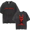 Camiseta Lavada Retro Eddie Munson Camiseta de Monstruo Demogorgon Caníbal Camiseta Oversize para Hombre