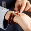 Boa sorte contas de Rosewood de folha pequena contínuas transferência de Buda jogo literário portátil feminino temperamento pulseira de círculo duplo boa sorte Pêssego Lótus