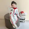 Moletom com gola alta para meninas, conjunto de outono, conjunto casual esportivo estiloso de duas peças para crianças, peça externa para bebê