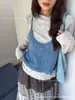 Camisola de Punto Bordada Floral Dulce Estilo Coreano para Mujer, Adecuada para Usar en Capas en Otoño e Invierno, Chaleco Suéter Corto Exterior