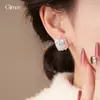 Pendientes de Flor Geométrica Dulce de Zircón Estilo Coreano Aguja de Plata, Pendientes de Lujo Ligero de Gama Alta, Accesorios para Orejas de Nicho de Moda y Elegantes para Mujeres