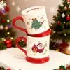Taza de Agua Doméstica Creativa Estilo Americano de Dibujos Animados Navideños, Regalo de Alto Valor para Evento Navideño, Taza de Cerámica Souvenir