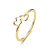 Anillo de Corazón Calado Simple Estilo Europeo y Americano para Mujer, Anillo Geométrico Metálico con Forma de Corazón de Diseño de Nicho Elegante de Moda para Dedo Índice