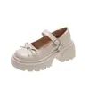 Sapatos Mary Jane pretos estilo francês com salto plataforma alto para mulheres baixinhas, novo modelo de outono 2026, adequados para combinar com saias