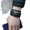 Nuevos Accesorios Accesorios de Aleación Según Pulsera Vintage de Piel de Vaca para Hombre Tejida DIY Traje Combinación de Cuero Pulsera