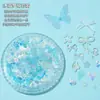 Traje con aplicación de lentejuelas para maquillaje de escenario, parche de copo de nieve para cara de niño, maquillaje de ojos de novia, decoración de mariposa con diamantes brillantes