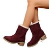 2025 Bota Feminina de Cano Curto de Lã de Outono e Inverno para Exportação com Punho de Pele Europeia e Americana Transfronteiriça, Tamanho Grande, Forrada com Lã