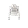 Camiseta polo listrada com color-blocking estilo Miu para mulheres, modeladora, para usar em camadas, top com lapela, outono