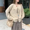 Suéter Redondo Dulce con Botones de Colores y Estampado de Cachorro, Cárdigan de Manga Larga para Mujer, Ropa Exterior Versátil Estilo Coreano para Primavera, Otoño, Invierno 2026