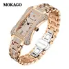 Mokago 8120 Relógio Luxo Leve Céu Estrelado Totalmente Diamantado Design Aerodinâmico Feminino Relógio de Quartzo Totalmente Diamantado