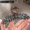 Grampo de Cabelo de Cristal Azul-Verde de Luxo para Mulheres, Novo Estilo de Luxo Presilha Tubarão, Pente Sophisticado para Penteados Presos, Acessório de Cabelo para a Nuca
