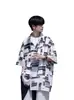 Camisa de Manga Corta Estampada a Cuadros para Hombre, Estilo de Verano de Alta Gama, Camisa Atractiva de Media Manga, Chaqueta Delgada de Seda Helada Holgada de Talla Grande