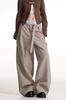 Comércio Exterior Estilo Dinheiro Antigo Padrão Linho "Robe" Leve Respirável Plissado Calça de Vestir Verão Linha A Perna Larga Casual Calça Longa