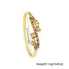 Pulsera de moda transfronteriza para mujer, chapada en cobre, oro de 18 quilates, incrustada con circón de colores, hebilla Joker, venta directa al por mayor de fábrica