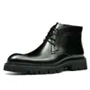 [vip para] botas martin de cuero para hombre de caña alta estilo británico suela gruesa casual de negocios punta tallada botas de cuero