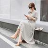8 cores cross-border comércio exterior estilo japonês primavera e verão cintura apertada slim fit vestido meia gola tartaruga único mulheres elegantes plissado