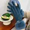 Guantes de Felpa al por Mayor para Mujer en Otoño e Invierno Terciopelo Alemán Estilo Coreano Guantes para Ciclismo Sin Dedos Pantalla Táctil Más Terciopelo Espesado Guantes Cálidos