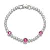 Pulsera de Tenis con Incrustaciones de Diamantes Completos de Rubí Sintético, Rubí, Zirconio Blanco, Lujo Ligero, Alta Gama, Azul Mar, Cristal Afilado con Incrustaciones