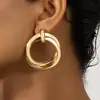 Brincos retrô de moda europeia e americana com textura, brincos de enrolamento de camada dupla, brincos femininos