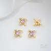 Estrella Geométrica Redonda Ovalada Rectangular de Zirconia de Colores Incrustada Cubierta de Oro de 14K Separadores de Doble Fila de Tres Agujeros de Zirconia Accesorios para Cuerda DIY Perlas