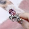 Anel de zircão de gota de água rosa de penas de diamante de alto carbono feminino socialite aberta celebridade da Internet Pulseira de alto sentido temperamento estilo versátil