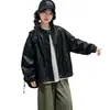 Chaqueta de cuero para niña, estilo primavera/otoño, nueva colección 2026, atuendo de otoño de moda para niños, moderno y elegante, top casual para niños mayores
