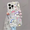 Capa de Celular de Gato Desenho Animado Fofa Adequada para Apple 17Air Novo Modelo Capa Protetora Iphone15P Furo Grande Capa Anti-Queda
