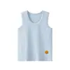 Colete de algodão puro para meninos, top listrado sem mangas infantil, top de base para o verão, colete com gola redonda personalizado para meninas