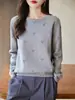 Suéter de punto redondo 100% algodón transfronterizo para mujer, nuevo estilo otoño e invierno 2026, suéter base suelto y grueso