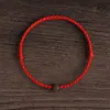 Pulseira de Sândalo Verde com Fio Vermelho para Homens e Mulheres, Contas da Sorte para o Ano de Nascimento, Contas de Oração Budistas, Pulseira Trançada para Paz e Bênçãos