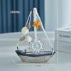 Miniatura de vela mediterránea de vela suave, adornos antiguos de barco de madera pequeño, decoración creativa para el hogar y el escritorio.