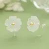 Brincos de Pétala de Vidro Degradê, Brincos de Botão de Flor Pequena, Estilo Nicho, Acessórios Estilo Chinês Hanfu, Brincos Florais Simples
