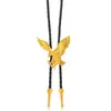 Gravata Bolo Cowboy Western Retrô Unissex Metal Cabeça de Touro Águia Pingente Corda de Couro Trançada Acessório de Pescoço Gola Flor
