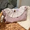 Blusa de Manga Larga con Volantes y Estampado Floral para Niña, Estilo Primavera y Otoño, Blusa de Bebé con Lunares y Cuello de Muñeca, Ropa Infantil