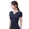 Top de Yoga Feminino Verão Decote V Pequeno Camiseta de Secagem Rápida Roupa Justa Esportes Fitness Japonês Manga Curta Treino Roupa de Yoga