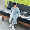 Conjunto de Verano para Niños de Manga Corta con Estampado de Ponis por Todas Partes, Atuendo Casual Elegante y Moderno de Dos Piezas para Niños Mayores