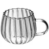 Taza Gruesa de Vidrio de Borosilicato con Rayas Verticales, Elegante Taza para Café y Leche de Desayuno, Taza para Bebidas para Oficina en Casa