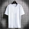 Camiseta Masculina de Manga Curta Algodão Penteado Fio 26 180g Gola Redonda Cor Pura Casual Estilo Coreano Slim Moderna Simples Manga Curta