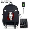 Mochila con estampado de billetes de La Casa de Papel, mochila para estudiantes, mochila de viaje para exteriores, mochila deportiva