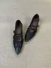 2026 Novos Sapatos Mary Jane Versáteis para o Dia a Dia com Fivela Única Salto Médio Bico Fino Retrô Francês Salto Grosso Sapatilhas Baixas para Mulheres