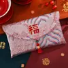 Tela de Brocado de Lujo para Boda, Sobre Rojo con Carácter de Bendición, Bolsa de Sobre Rojo para Ceremonia de Té de Boda, Paquete Rojo de Tela de Tamaño Grande