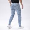 Jeans para Hombre con Estiramiento, Estilo Urbano, Azul Claro, Estilo Pantalón de Hombre, Pantalones Largos de Mezclilla Rasgados y Desgastados