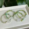 Pulseira de Ágata Amarelo-Verde Degradê de Primavera, Pingente Fofo de Animal de Estimação Branco Leitoso, Transparente e Branco, Pulseira Suave para o Dia a Dia