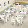 Mesa de jantar retangular comercial para refeitórios, moderna e simples, conjunto de mesa e cadeira para lanchonete de fast food, restaurante, lanchonete